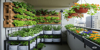 Balcon urbain avec plantes